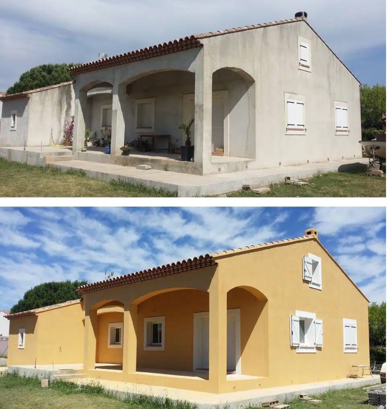 Rénovation façade villa Foix avant/après