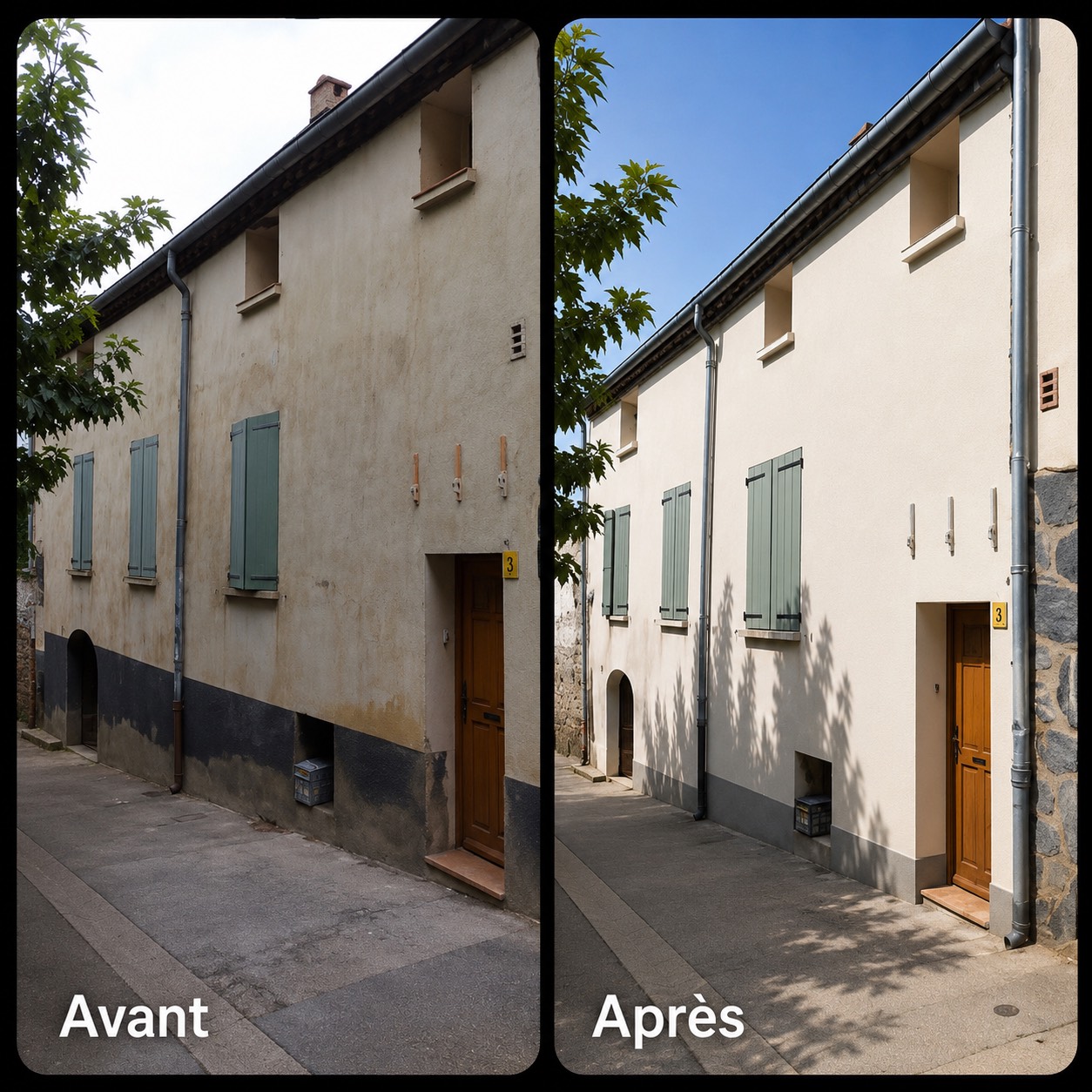 Rénovation façade Mazères avant/après