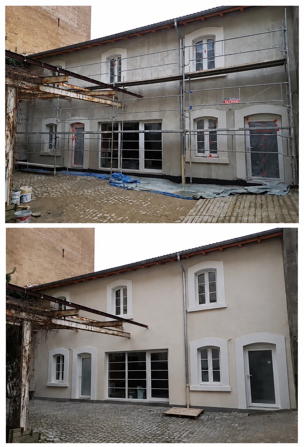 Ravalement façade Ax-les-Thermes avant/après