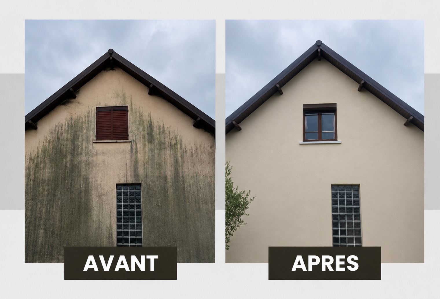 Peinture façade Ax-les-Thermes avant/après