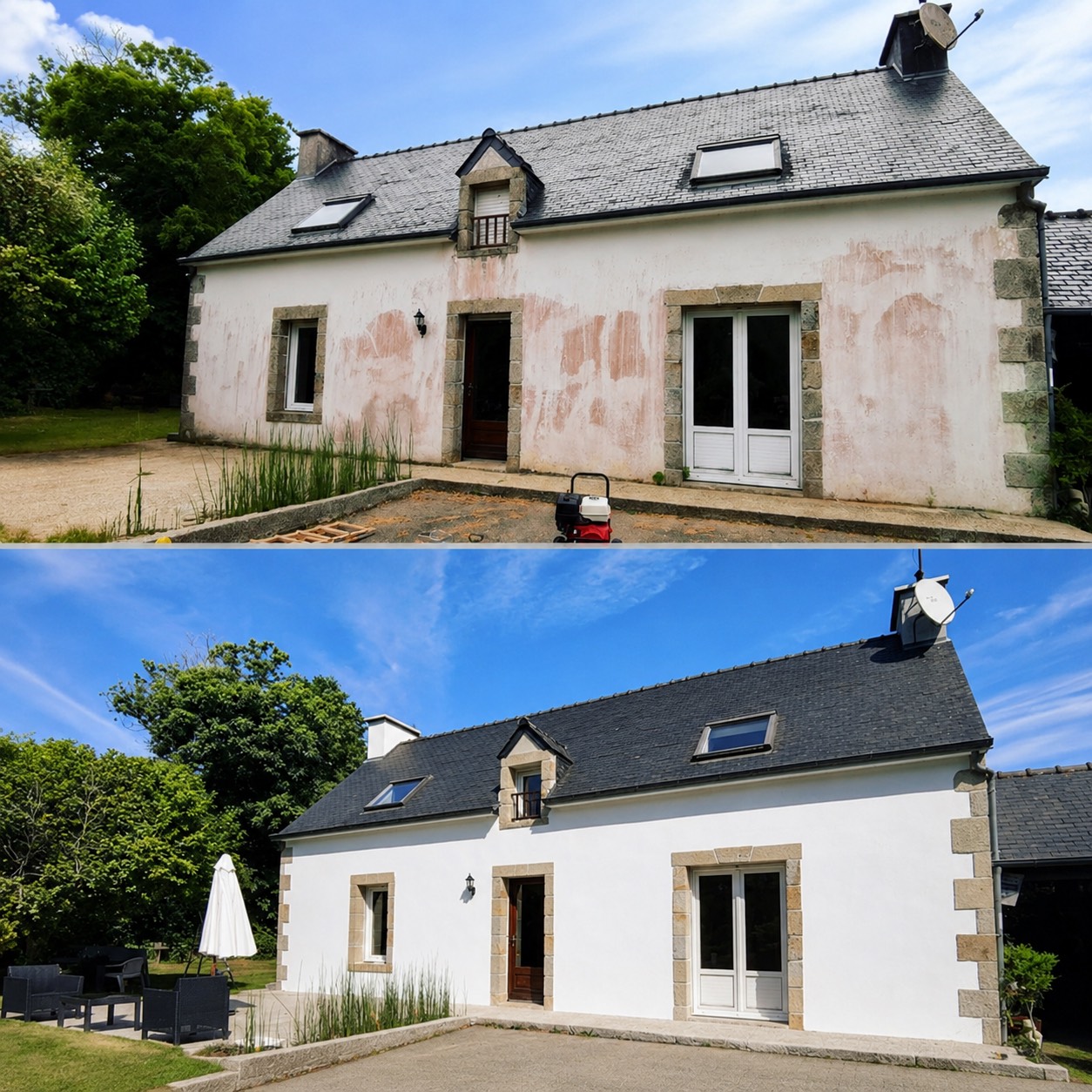 Ravalement façade Lavelanet avant/après