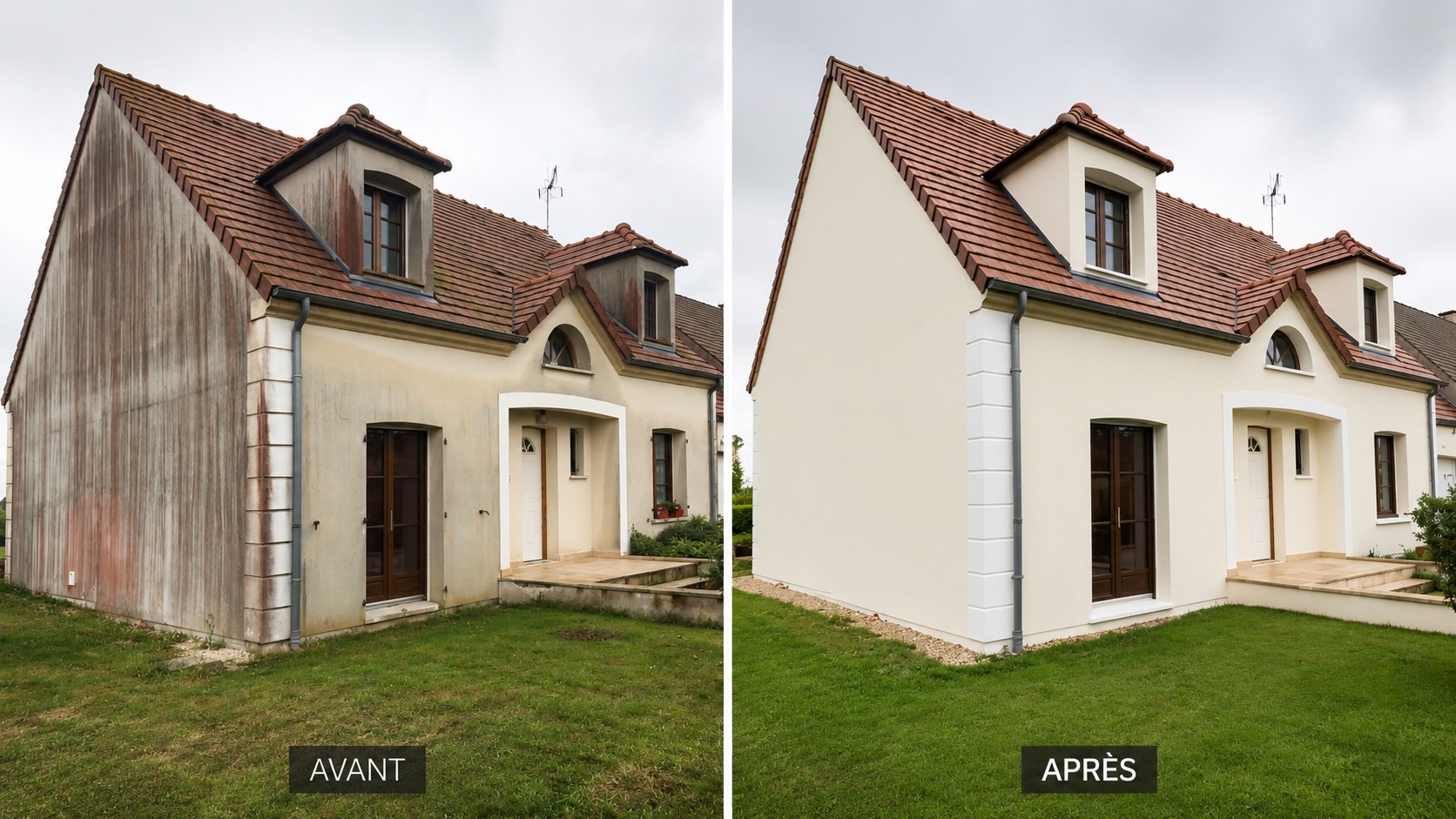 Peinture façade Lavelanet avant/après