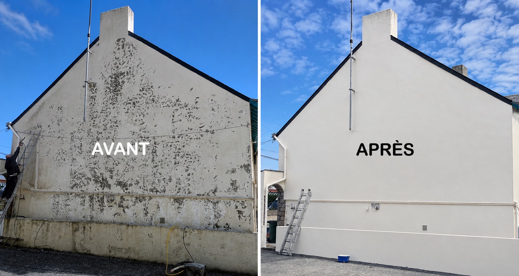 Ravalement façade Mazères avant/après