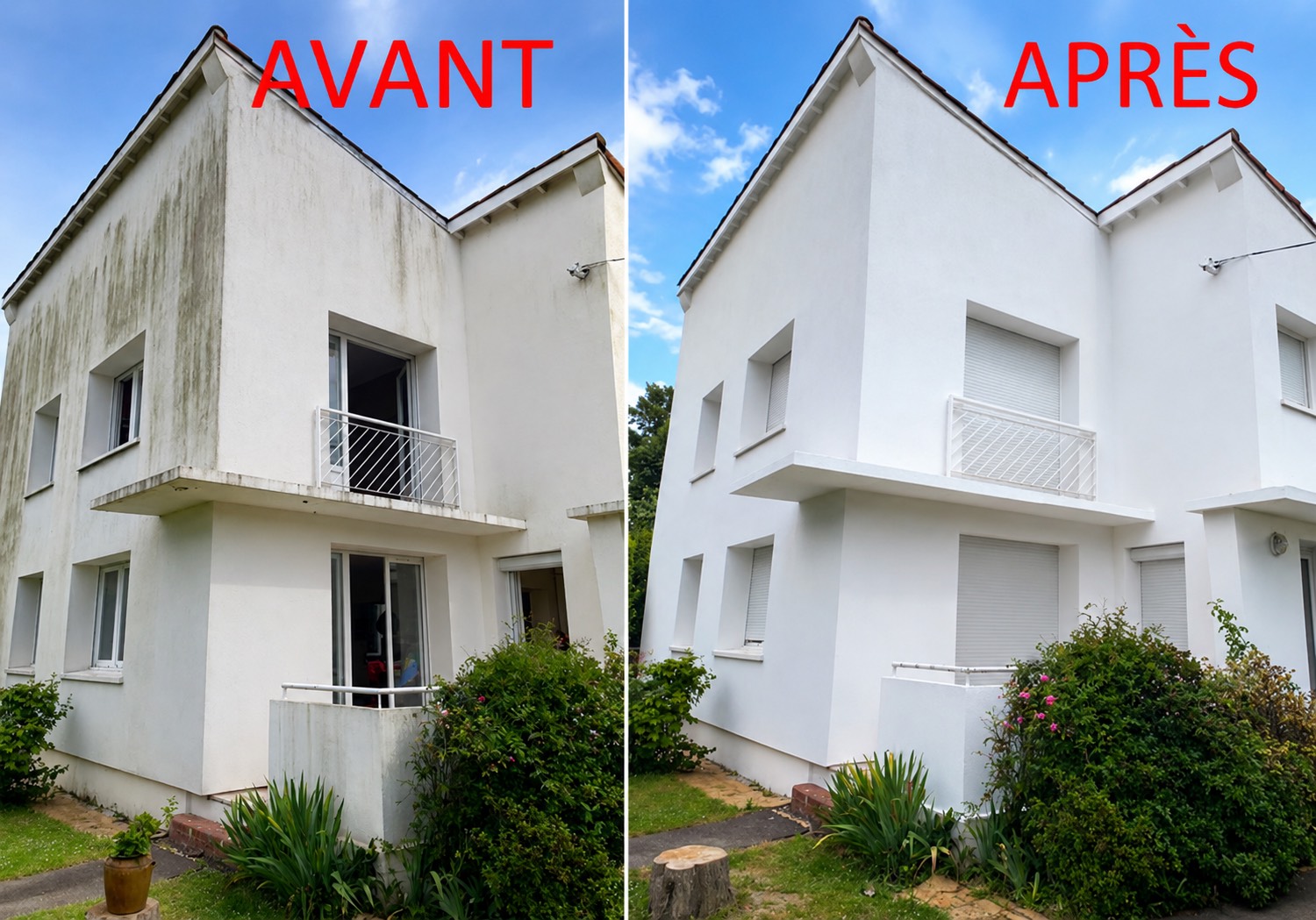 Peinture façade Mazères avant/après